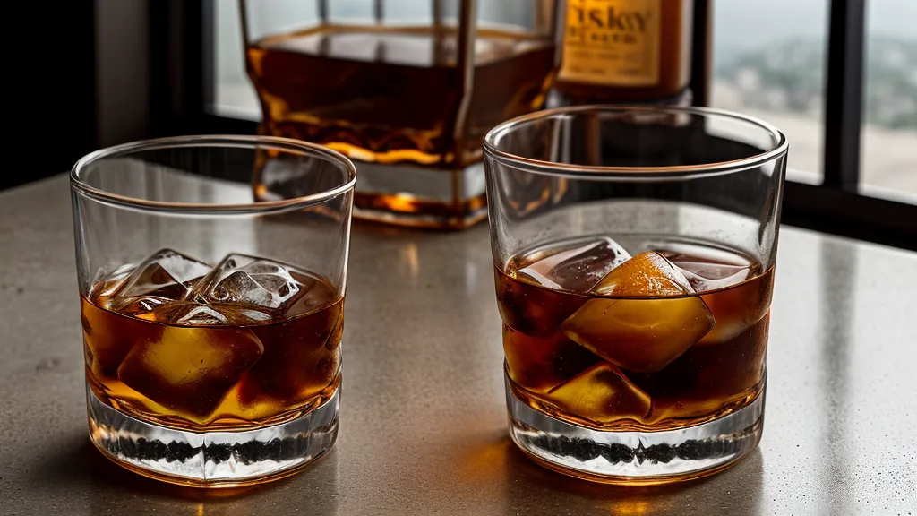 Cóctel Old Fashioned servido en una barra improvisada, ejemplo de técnica clásica para emprender con una barra.