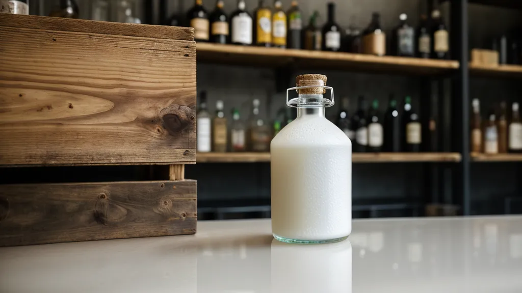 Mano etiquetando una botella de 750ml para control de inventario en una barra móvil.