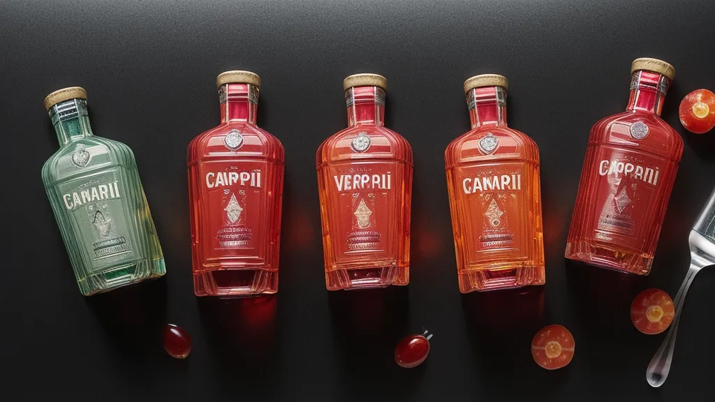 Tres botellas de licor representando perfiles de sabor cítrico, amargo y dulce en una barra.