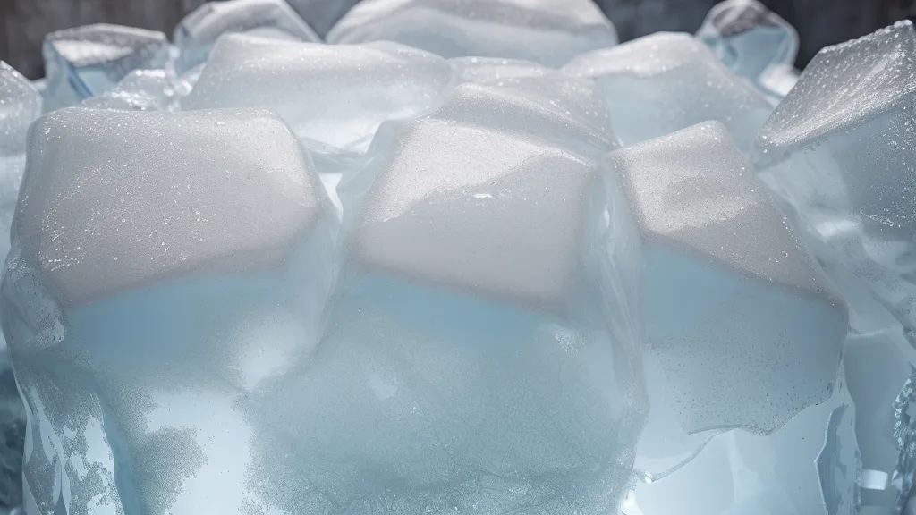 Bolsa de hielo de 5 kilogramos para coctelería sobre una mesa de trabajo de metal.