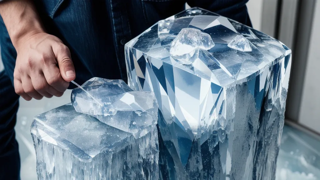 Hielo cristalino logrado mediante congelación direccional en el garaje